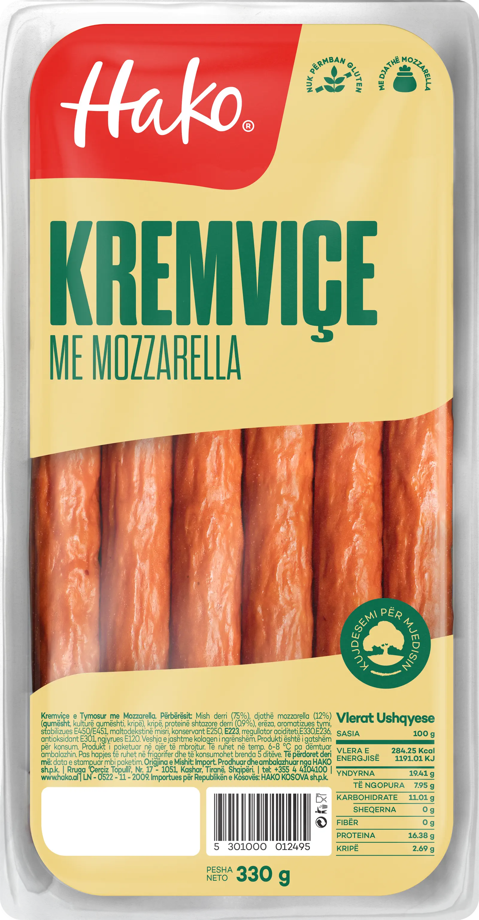Hako, Virshlle derri me mocarella, 330 g